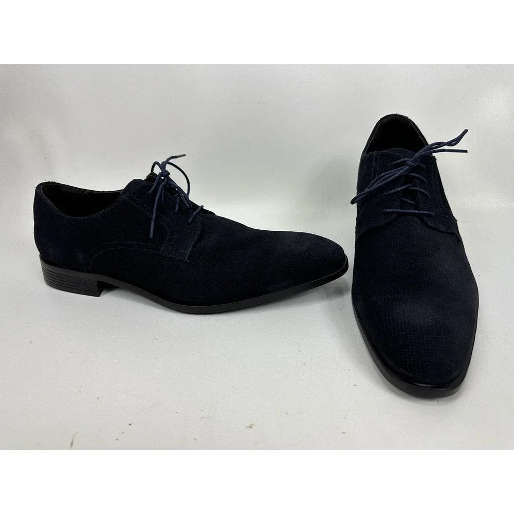 Saks Fifth Avenue Tatum‎ Oxford Leather Dress Shoes size 11 M Men Navy Blue